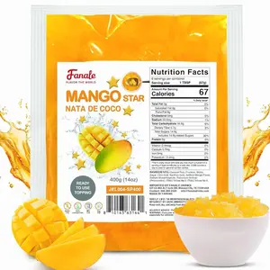Fanale Coconut Jelly Topping nata de coco for Bubble Tea | Mango Star Jelly Topping for Boba Tea, Smoothies, Slushes, Desserts 400g(Pack Of 1)