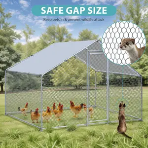 NOVA Large Chicken Coop Metal Walk-in Poultry Cage Chicken Run for 6-10 Chickens Waterproof & Anti-UV Cover for Yard, Farm