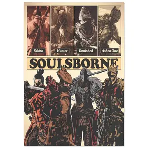Video Game Poster Dark Souls | Dark Fantasy Warrior Art Print | Epic RPG Wall Decor for Gamers | Bonfire Aesthetic | Unframed