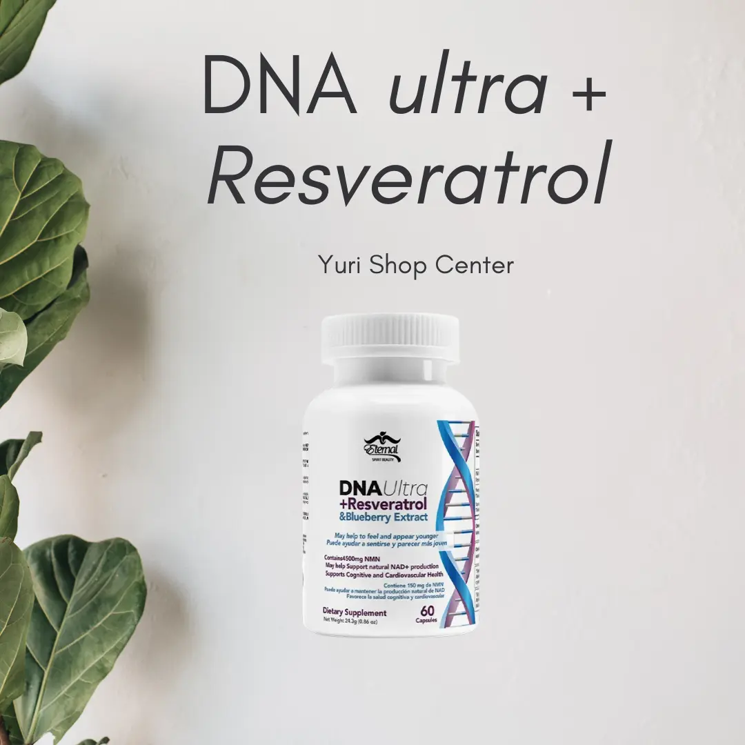 DNA Ultra + Resveratrol & Blueberry Extract 60 Capsules - Potenciador Celular Yuri Shop Center | Natural Vitamin | Edible Dietary Supplement | Energy Boost & Anti-Aging | Cellular Health & DNA Repair Healthcare Fitness