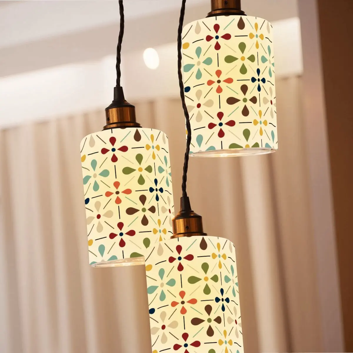 Modern Danish Scandinavian Flora Glass Cylindrical Lampshades