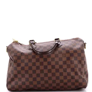 Pre-owned Louis Vuitton Canvas Coated Top Handle Bags Speedy Bandouliere Bag Damier 35 by Rebag