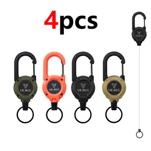 [Buy 2 Get 2 Free] VIEJAKLG 3-in-1 Telescopic Rope Carabiner Keychain Strong Steel Wire Buckle Compact Portable Outdoor Sports Camping Hiking Accessories