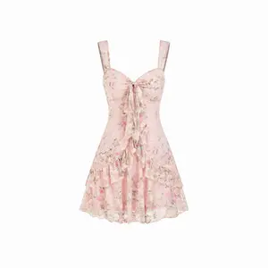 Cider Lace Floral Sweetheart Tiered Mini Dress SwimWeek