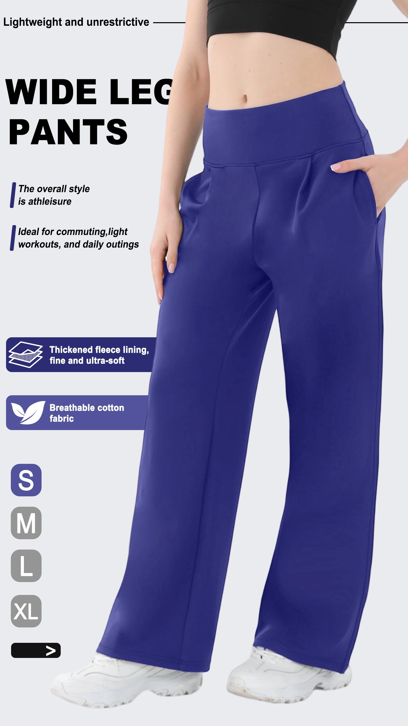 Women's Wide-Leg Workout Pants High-Waisted, Loose Casual Trousers with Pockets for Gym Fitness Daily Wear outdoorfun