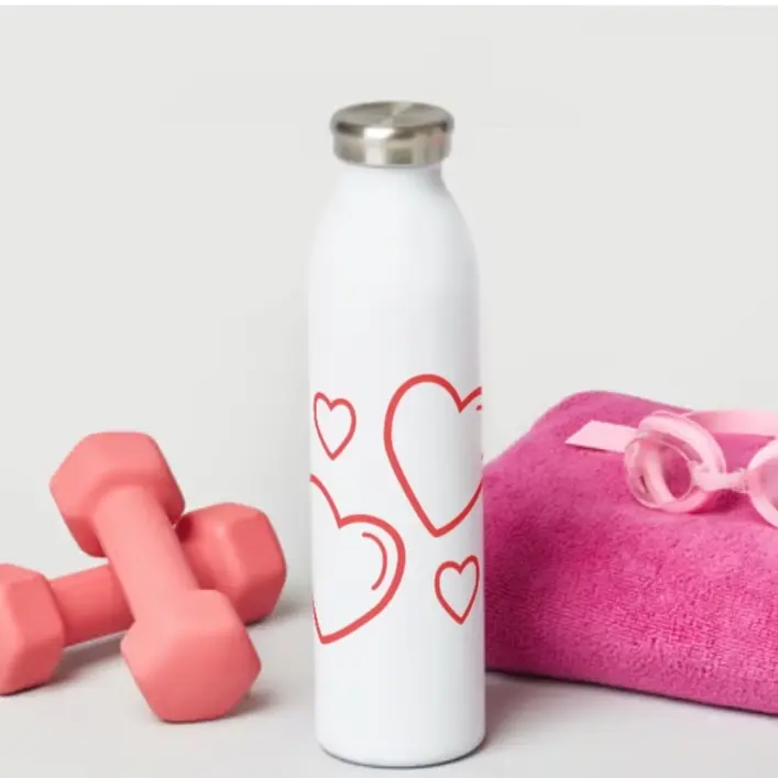 Heart Valentines Day Water Bottle - Trendy for Fitness and Supplement Use