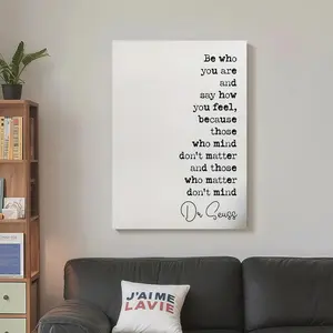 Framed  Quote Canvas Wall Art - 'Be Who You Are' Inspirational Poster With Minimalist Design, Pine Wood Frame For Bedroom, Living Room, Or Office Decor, Poster Wall Art