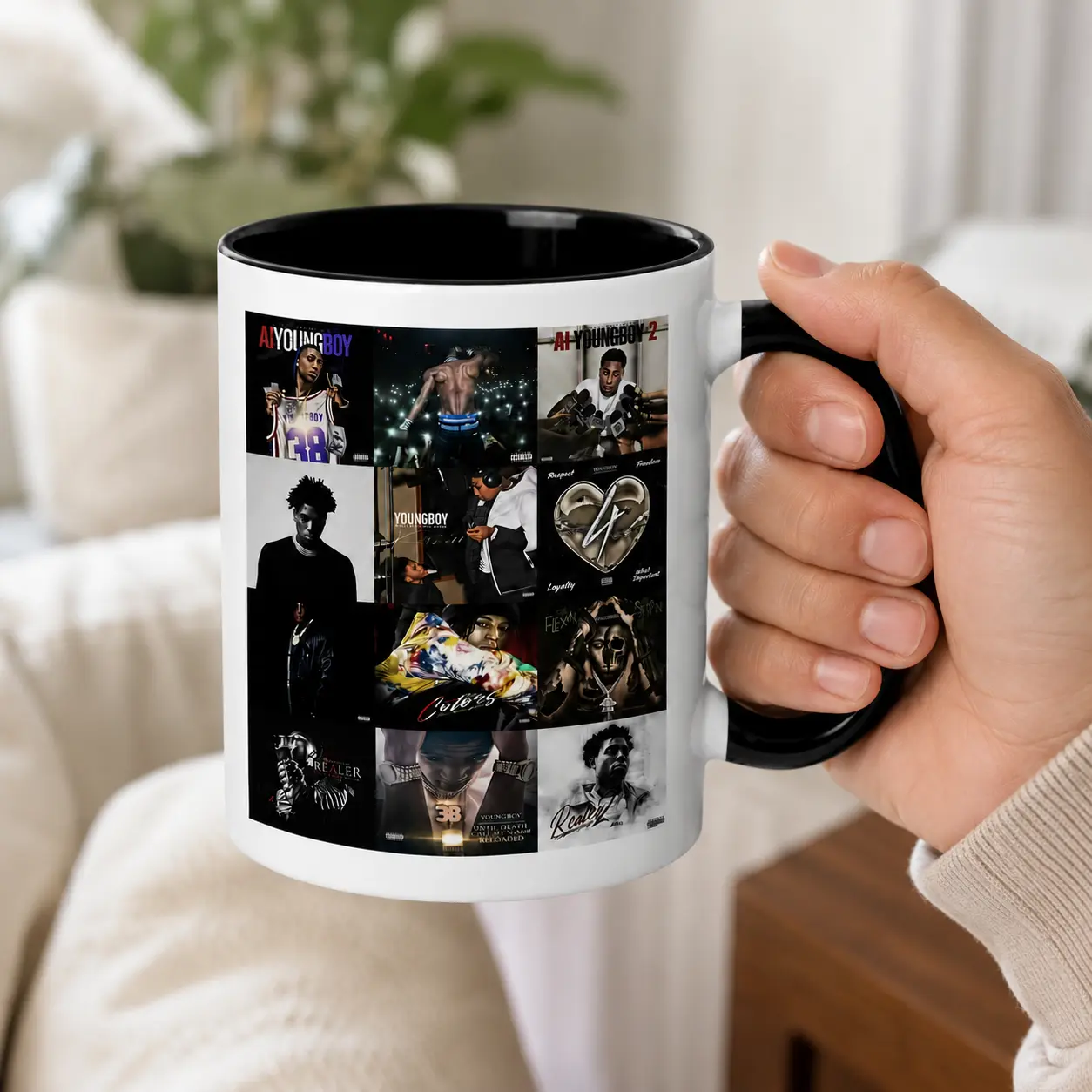 11oz Ceramic Music-Culture Album Cover-Inspired Mug, Young-boi Fan Unique Merch-Style Drinkware with Handle, Warm Kitchenware Gift for Home Decor