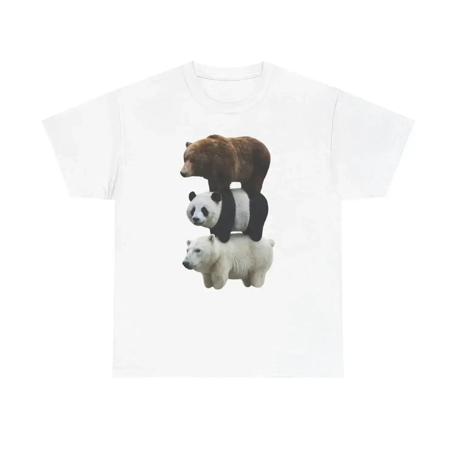 Men's 100% Cotton Animal Print T-Shirt - Menswear Top, Handmade US Realistic We Bears Design