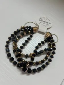Black Beaded Bracelet Stack