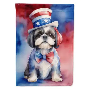 Shih Tzu Patriotic American Garden Flag Mailbox Flag Decorative Yard Flag Banner Outside Patio Artwork Yard Flower Beds, Garden Size, Multicolor