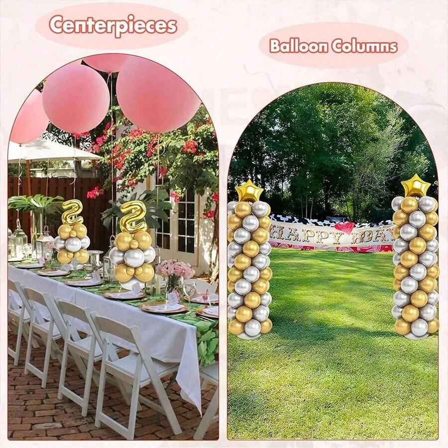 1/2/4 Set Balloon Column Stand Kit For Floor Set Balloon Arch Stands, Height Adjustable Balloon Tower Pillar With Bases Reusable Metal Telescopic Design For Graduation, Wedding,Birthday Party Decoration