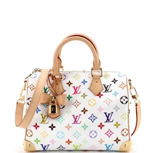 Pre-owned Louis Vuitton Canvas Coated Top Handle Bags x Takashi Murakami Speedy Soft Bandouliere Bag Monogram Multicolor 25 by Rebag