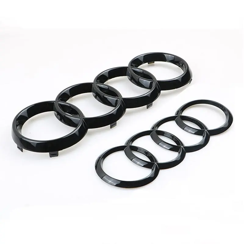 2026 New 4 Rings Logo ABS Chrome Black Car Front Hood Emblem Bonnet Badge Rear Trunk Badge For Audi A3 A4 A5 A6 A7 A1 Q2 Q3 Q5 Q7 Sticker For your Cars