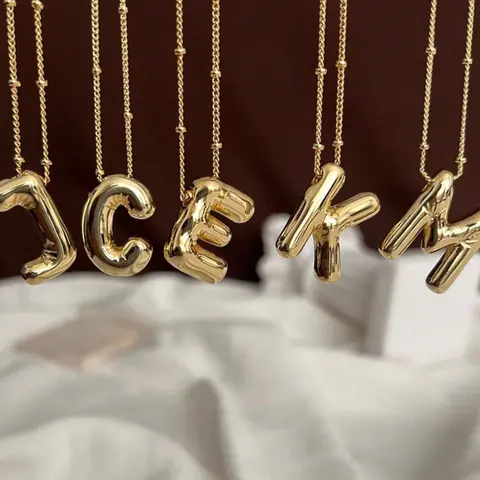 Fashion Bubble Letter Detail Pendant Necklace for Women & Girls, Style Trendy Casual Initial Necklace Letters Necklace for Party, Daily Clothing Decor, Trendy All-match & Exquisite Jewelry for Birthday Gift, Fashion Accessory Necklace