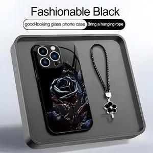 Dark Romance Illusion Metallic Rose Art Phone Case | White Light Glass Smooth 2D Flat Cover | for [iPhone & Samsung]  952