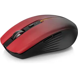 L-KBB010  Bluetooth Wireless Mouse - (BT1/BT2+USB) Tri-Mode High Performance, Rechargeable, Multi-Device Compatible with PC/Laptop/Computer/MacBook/iPad Air Pro (Red Gradient)