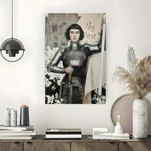 a Joan of Arc Canvas Poster Created by Albert Link, Modern Female Portrait, Art Trendy, French Painter, Artistic Elegant Room Aesthetic Poster, Suitable for Gallery and Bedroom Poster Decor Decoration