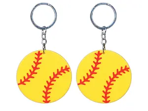 Softball Keychains – Set of 2 – Sport Charm – Split Ring – Softball Fan Keychain