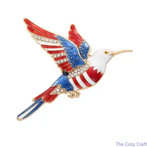 4th Of July Independence Day Patriotic Hummingbird American Flag Brooch Pin USA 250th Anniversary Souvenir Unisex Clothing Bag Decor Accessory For Holiday Daily Outfit