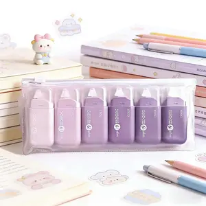 6-Piece Gradient Color Dot Glue Stick Set, Dual-Sided Correction Tape, Student Glue Pen, Art Stickers, Office Use