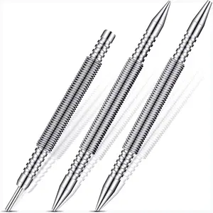 3 Pcs Dual Head Nail Setter and Hinge Pin Punch Set, 1/32" (1) 1/16" (2), 3/32" (3) 1/8" (4), Hammerless Spring Nail Punch Door Hinge Pin Remover Tool 5000 PSI Striking Force