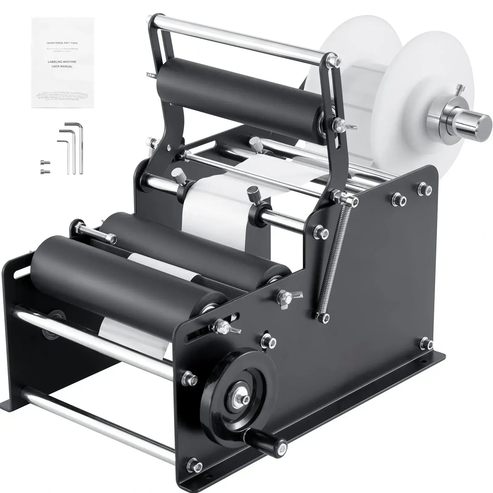 Manual Round Bottle Labeling Machine, 15-20pcs/min Applicator with Pressing Bar, Adjustable for 0.78-4.72in Bottle Diameter