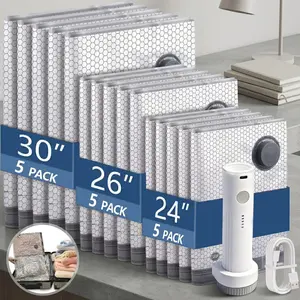 15 Extra Large Vacuum Storage Bags- Space-Saving Compression Set, Reusable, Suitable for Clothes and Bedding- Perfect for Dormitories, Closets, and Moving