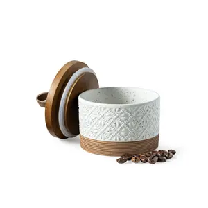 Small Ceramic Jar with Lid, Coffee Container Kitchen Food Storage Jars for Spice Sugar Candy Matcha, Mini Kitchen Spice Jars for Counter, Home, Pantry