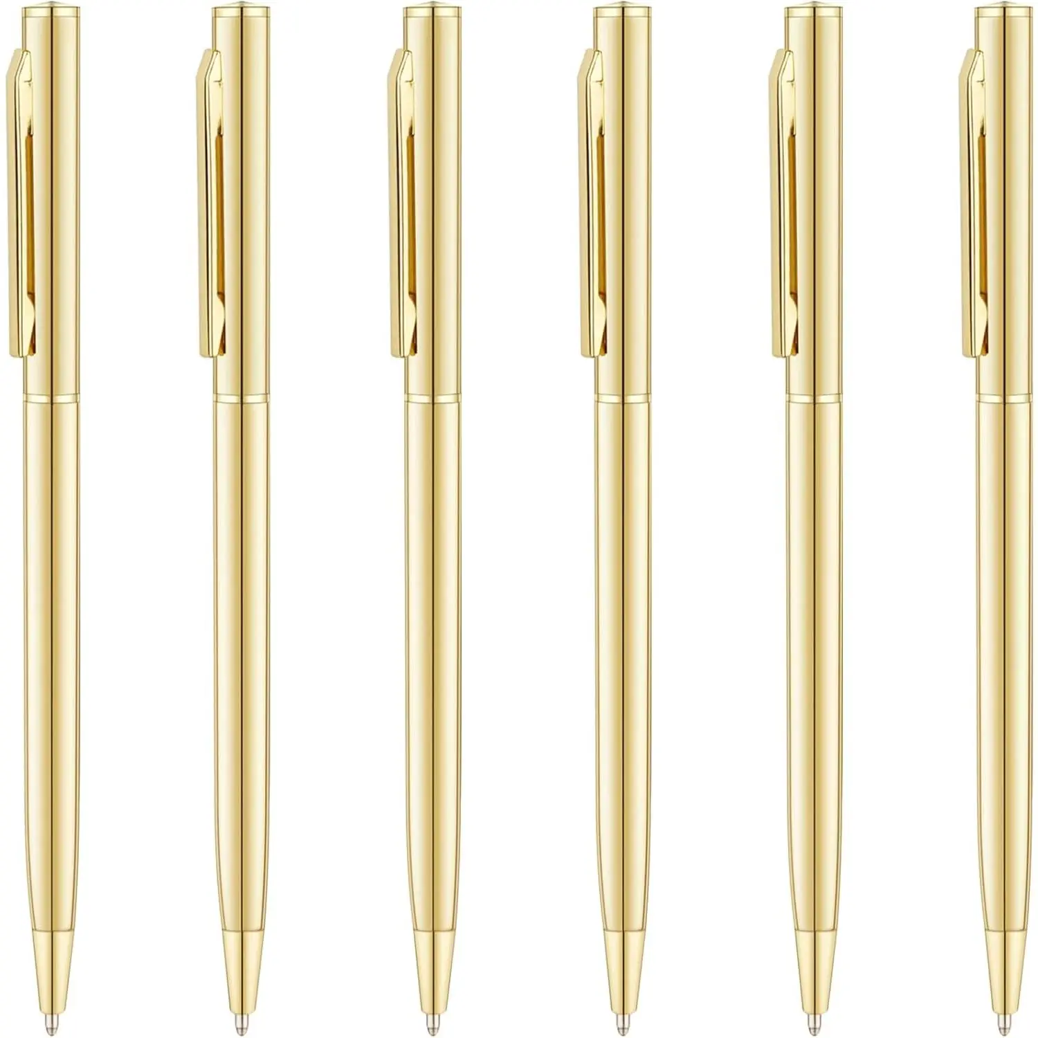 6 Pack  Slim Ballpoint Pens Black ink Medium Point(1 mm), Nice  for Wedding Business Office Students Teachers Guest