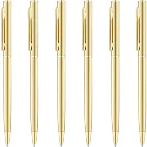 6 Pack  Slim Ballpoint Pens Black ink Medium Point(1 mm), Nice  for Wedding Business Office Students Teachers Guest