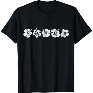 Hawaiian Aloha Hibiscus Flower Hawaii Surfer T-Shirt        Graphic tees Casual Shortsleeve