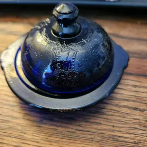 Antique Blue Cobalt Glass Mini Butter Dish