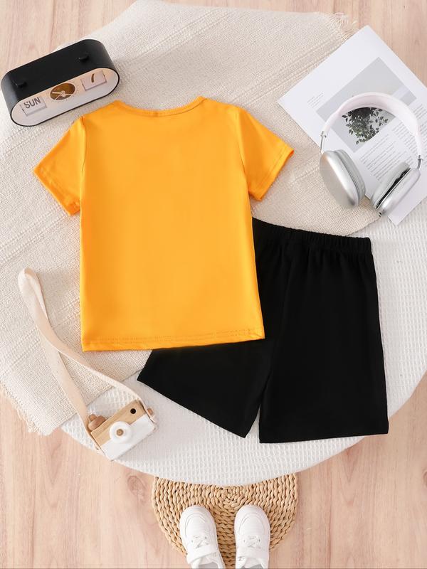 Summer Boys' T-Shirt Short Sleeve + Loose Shorts Set, Last of Us Design, High Elastic Waist, Casual, Perfect Gift