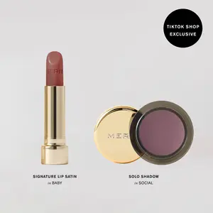 MERIT Cool Toned Duo - Signature Satin Lipstick & Cream to Powder Eye Shadow MERIT Cool Toned Duo - Signature Satin Lipstick & Cream to Powder Eye Shadow