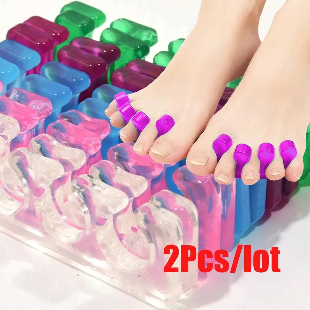 2Pcs/lot Summer Soft Silicone Finger Toe Separator 9.2*2.6cm Flexible Nail Separator 5-Colors Foot Braces Support Separator