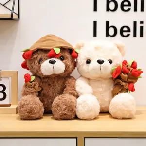 20cm/7.87in Rose Bouquet & Hat 2-in-1 Teddy Bear - Heartwarming Comfort Companion Toy, Perfect Confession Gift for Men to Express Love to Her, Ideal Valentine's Day Present for Crush/Girlfriend, Stuffed Animal Gift