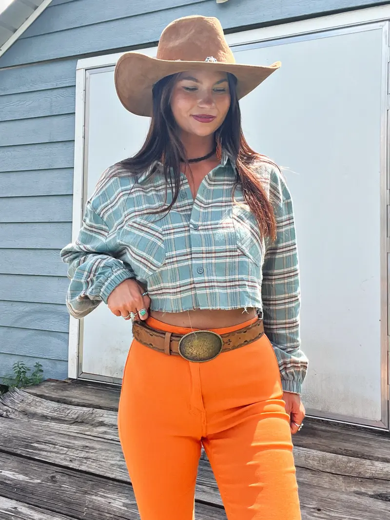 cropped checkered shirt - TikTok Shop