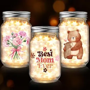 3 Pack Mother's Day Mason Jar Lights Mom Gifts from Daughter Son LED Lantern Jars, Appreciation Gifts for Mom, Grandma, Wife, Mother's Day Home Decoration