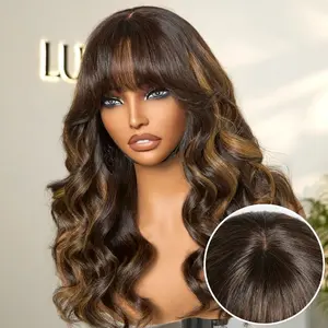 【LIVE】Luvme Breathable Cap True Scalp Blonde Highlight Loose Wave Glueless Minimalist Lace Wig with Bangs[LIVE]