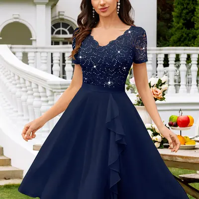 Blue Winter Wedding Guest Dress - TikTok Shop Blue Winter Wedding Guest Dress - TikTok Shop