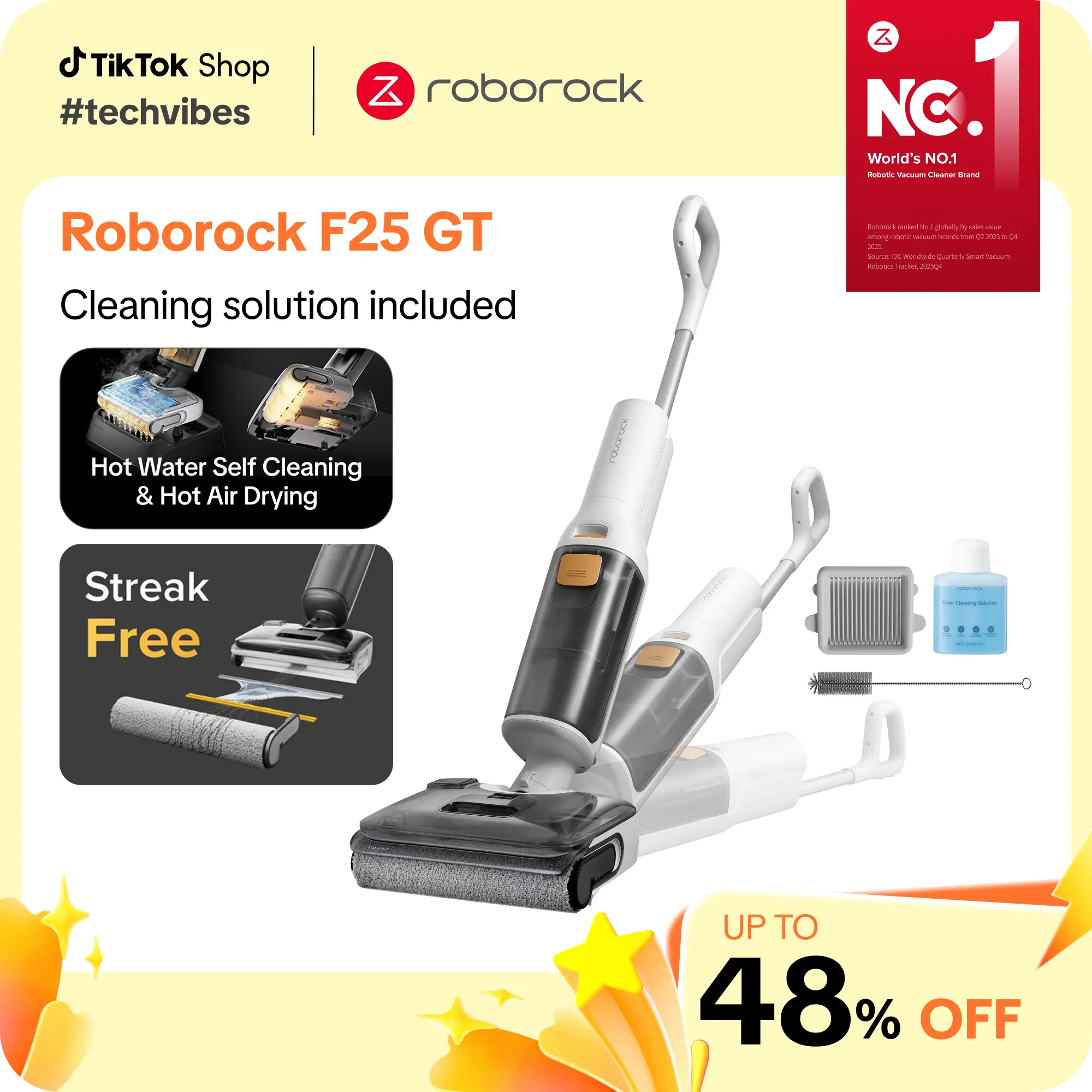 [SaleLink] Roborock F25 Series GT Wet Dry Vacuum Cleaner, Hot Air Drying & High temperature Self Cleaning, with 20000Pa, Edge Cleaning, Wet Mop Cleaner for Hard Floor, Cordless, Household Appliances #roborocknewarrives #TechVibes