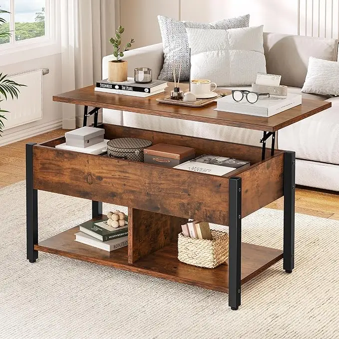 【Dealsforyoudays】Yitahome Lift Top Coffee Table, Easy-Lift, 2-Tier Storage, Adjustable Height Coffee Table with Hidden Storage Compartment and Storage