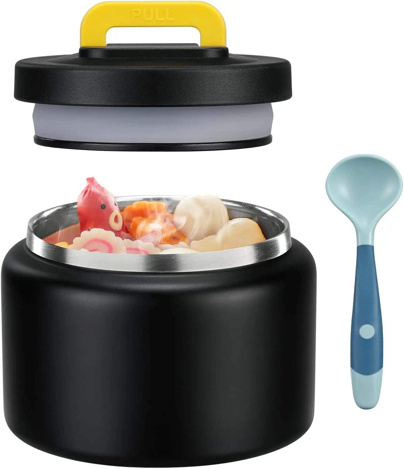 [Christmas deal] 8 Oz Thermo Food Jar for Hot & Cold Food for Kids | Insulated Lunch Containers Hot Food Jar (Black), lunch containers for adults