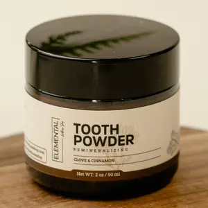 Elemental Wellness Shop Tooth Powder Remineralizing 2 oz - For Oral Care with Clove & Cinnamon - Gentle Organic Formula for Sensitive Teeth - Fluoride-Free & Non-Toxic - All-Natural Ingredients