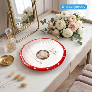 Cute Polka Dot Mushroom Desktop Tray, Resin Hand-Painted Makeup Jewelry Perfume Organizer, Bathroom Living Room Decor