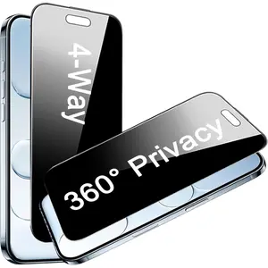 2 Pack 4 Way 360   Screen Protector for  17 Air, 4 Directions Horizontal and Vertical  Around Anti Spy Tempered Glass Film,  ID