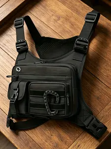 Breathable Running Chest Pack, Sports Vest Bag with Multiple Zipper Pockets for Stadium Games, Live Events & Everyday Carry