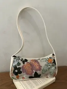 Elegant Floral Print Bag, Large Capacity French Bread Bag, Fashionable Simple Design, Perfect for Shopping and Commuting, Single Crossbody Shoulder Bag, Crossbody Bags