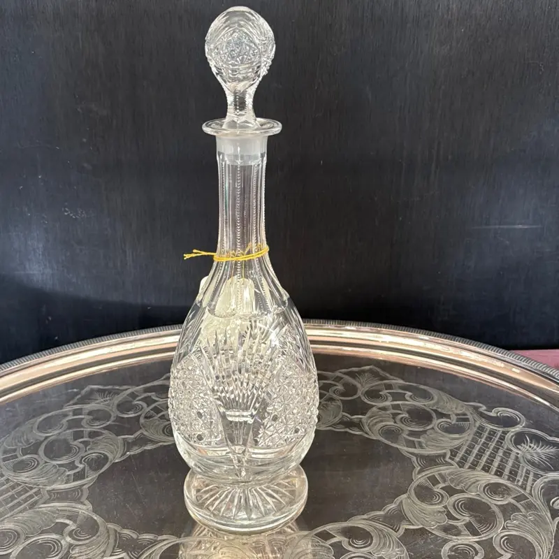 Large Old English Cut Crystal Decanter